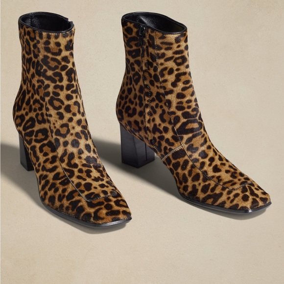 ⭐️❤️Banana Republic calf hair Leopard print Lucca leather ankle boots - Picture 4 of 6